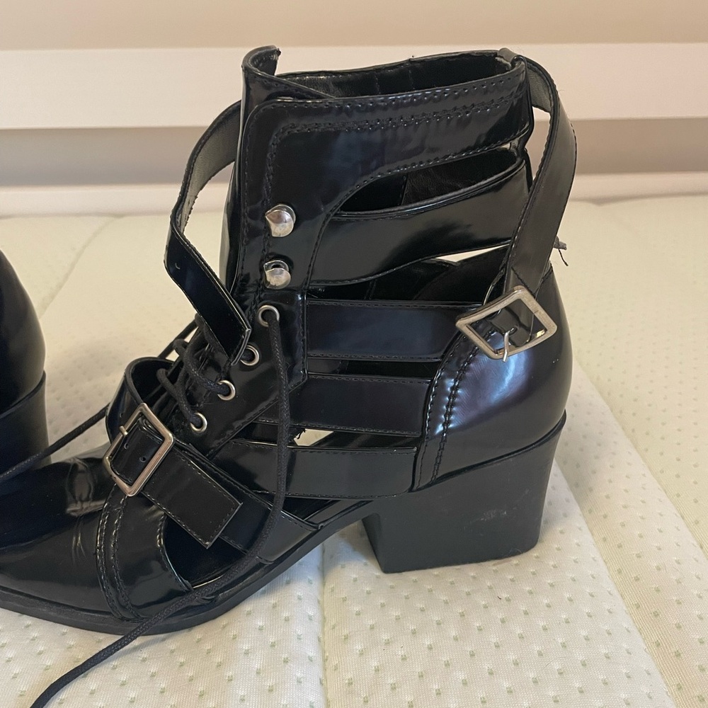 Forever 21 Strappy Punk Buckle Ankle Booties